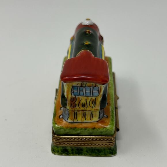 Limoges France Peint Main Porcelain Hinged Train Engine Trinket Box Collectible - Picture 5 of 8